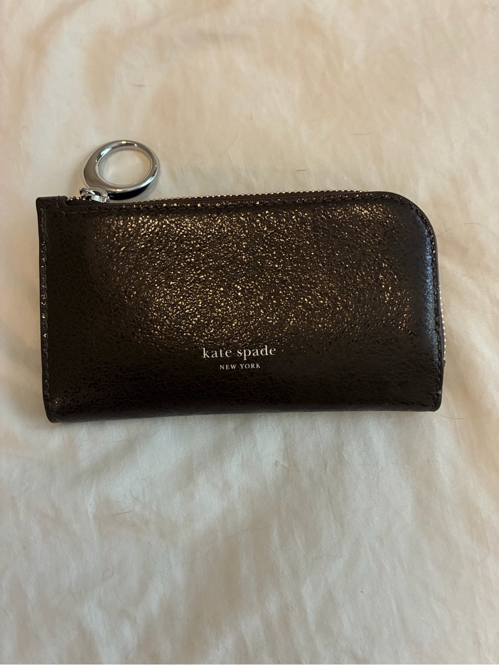 kate spade brown Gloss Leather Key Pouch - like new